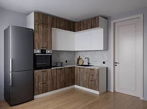 Кухонный гарнитур угловой Старое дерево 2200х1700 мм