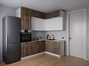 Кухонный гарнитур угловой Старое дерево 2200х1700 мм