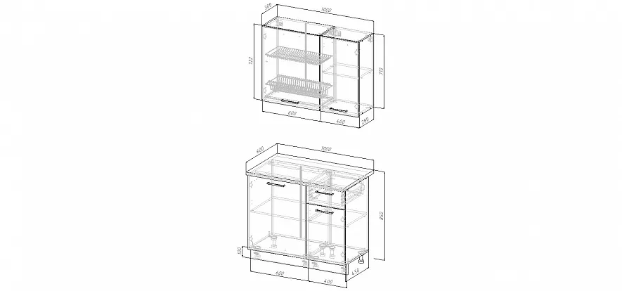 Кухонный гарнитур  Манила 1000 мм