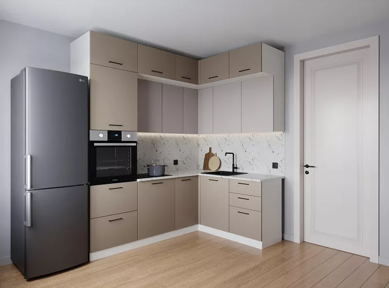 Кухонный гарнитур угловой Каппучино 2200х1700 мм