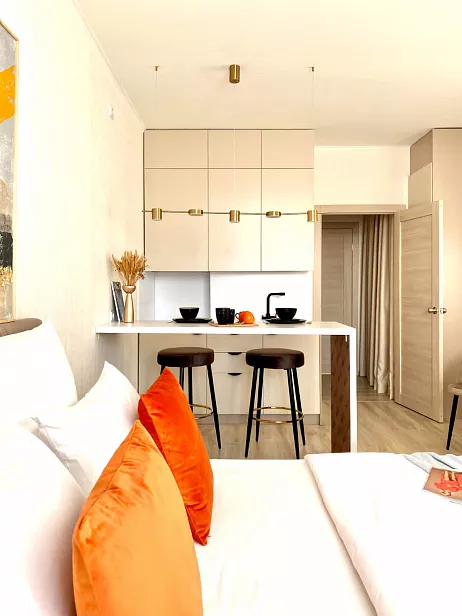 Кухонный гарнитур Прямой, ЛДСП, сатин, белый фартук