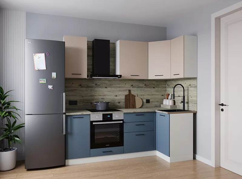 Кухонный гарнитур угловой Фьюжн 2200х1000 мм