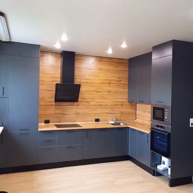 Кухонный гарнитур Угловой, ЛДСП, антрацит, дуб вотан