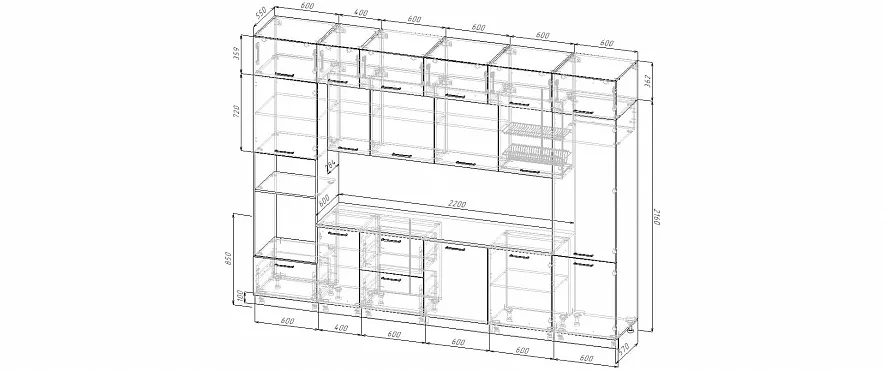 Кухонный гарнитур Санторини 3400 мм