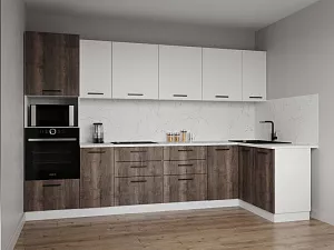 Кухонный гарнитур угловой Старое дерево 3200х1400 мм