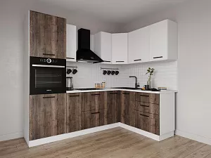 Кухонный гарнитур угловой Старое дерево 2400х1600 мм