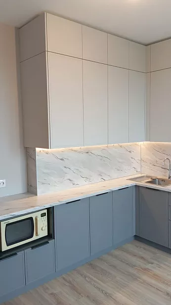 Кухонный гарнитур Угловой, МДФ, фрезеровка Грань