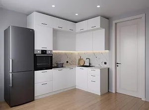 Кухонный гарнитур угловой Белый Глянец 2200х1700 мм