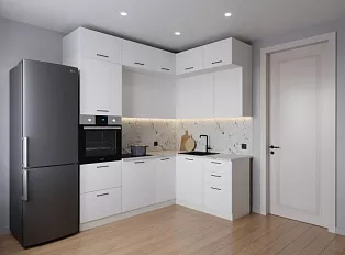 Кухонный гарнитур угловой Белый Глянец 2200х1700 мм