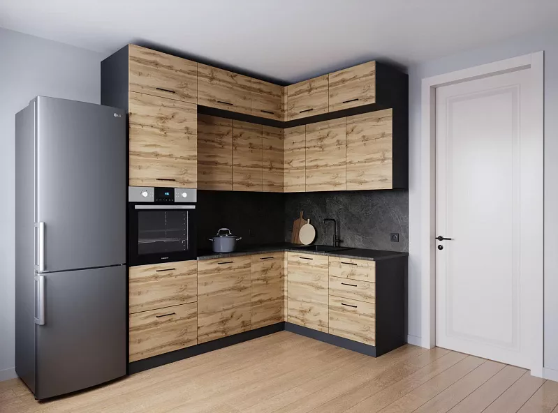 Кухонный гарнитур угловой Крафт 2200х1700 мм