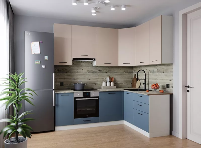 Кухонный гарнитур угловой Фьюжн 2200х1600 мм