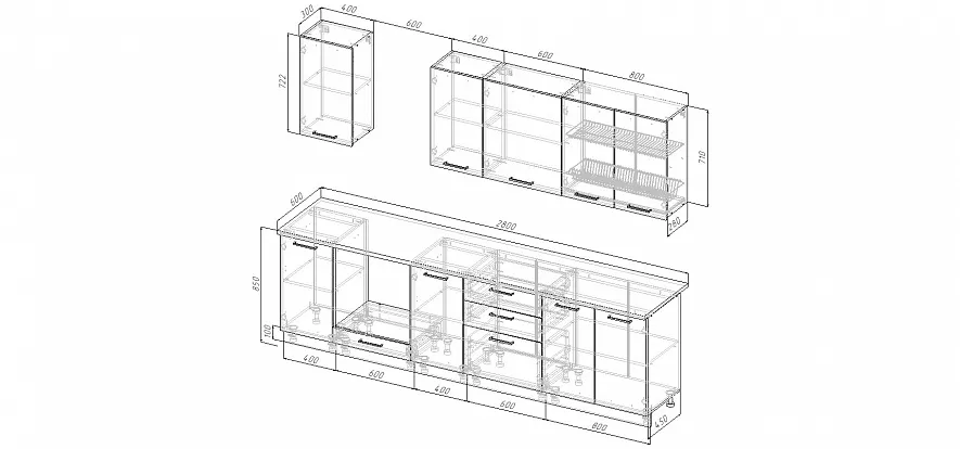 Кухонный гарнитур Крафт 2800 мм Кухонный гарнитур Крафт 2800 мм