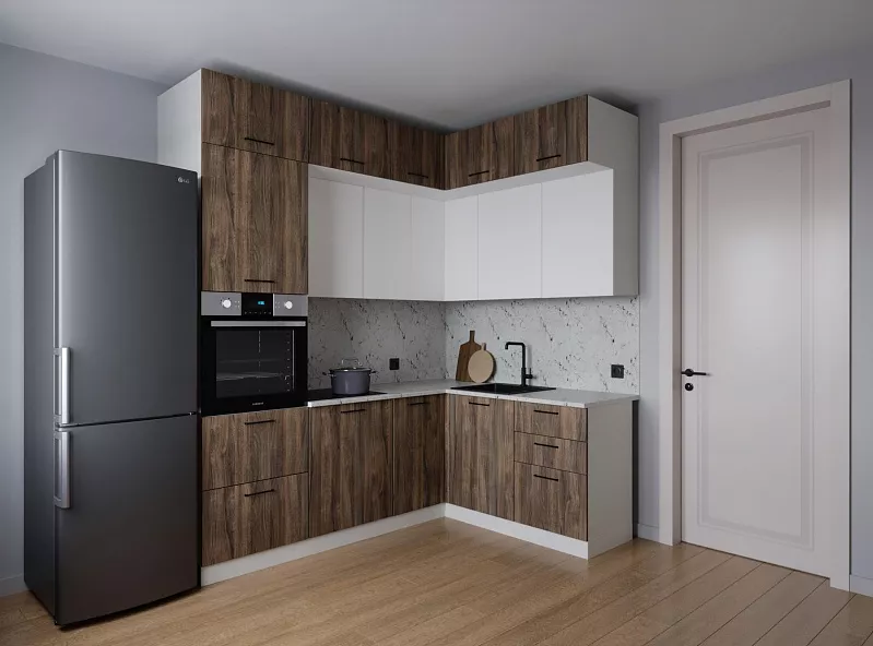 Кухонный гарнитур угловой Старое дерево 2200х1700 мм