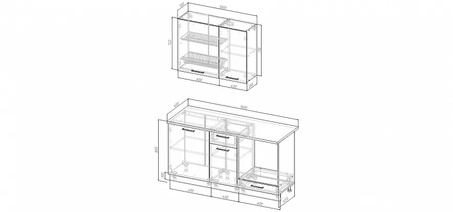 Кухонный гарнитур Белый глянец 1600 мм