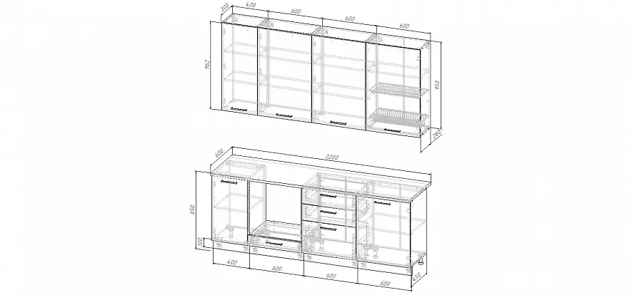 Кухонный гарнитур Вегас 2200 мм Кухонный гарнитур Вегас 2200 мм