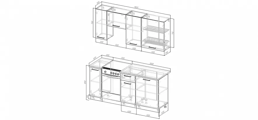 Кухонный гарнитур Лада 1800 мм