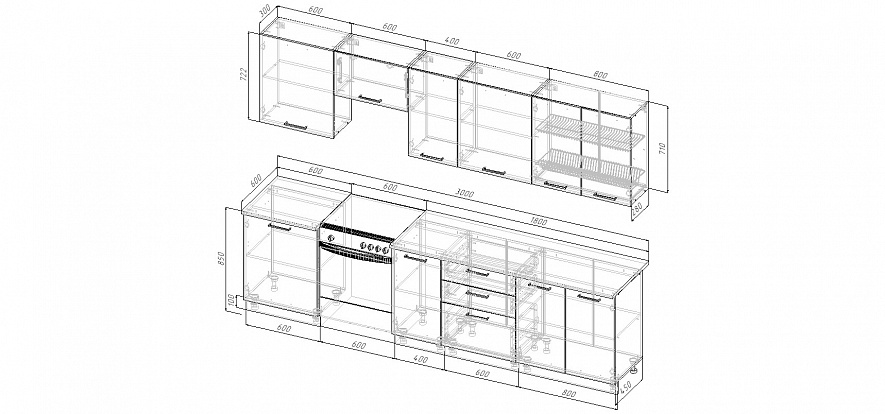 Кухонный гарнитур Руанда 3000 мм