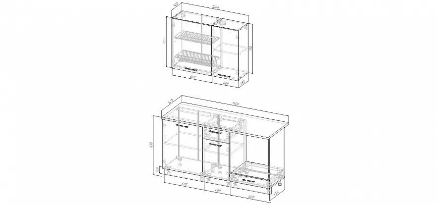 Кухонный гарнитур Пайн 1600 мм