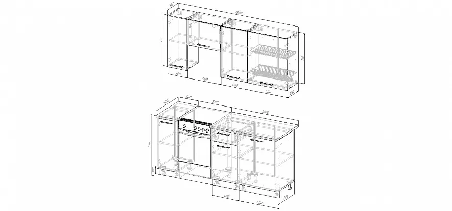 Кухонный гарнитур Роза 1800 мм